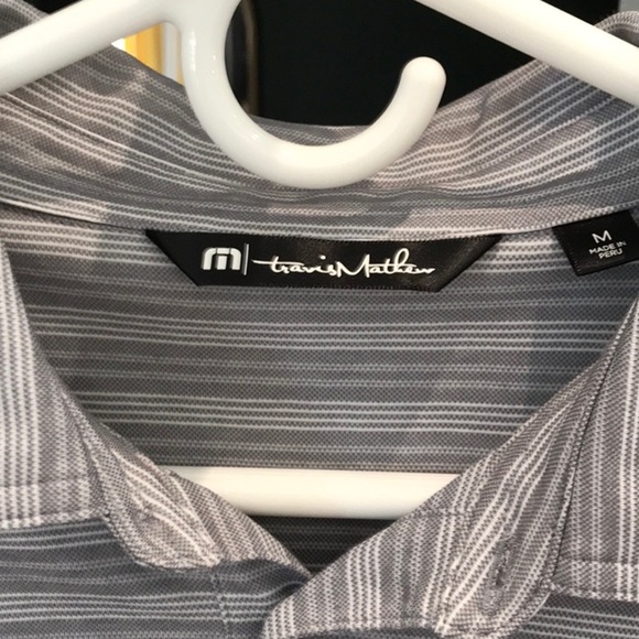 Travis Mathew Gray Polo Golf Shirt with Classic Stripes - Picture 2 of 4
